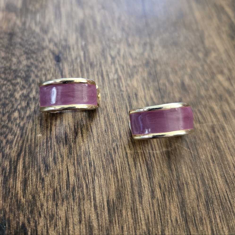 VTG Purple & Gold Clip-on Earrings - Picture 6 of 7